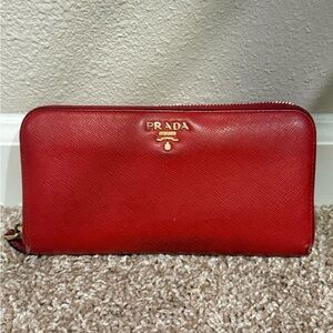 Prada red Saffiano Leather Wallet